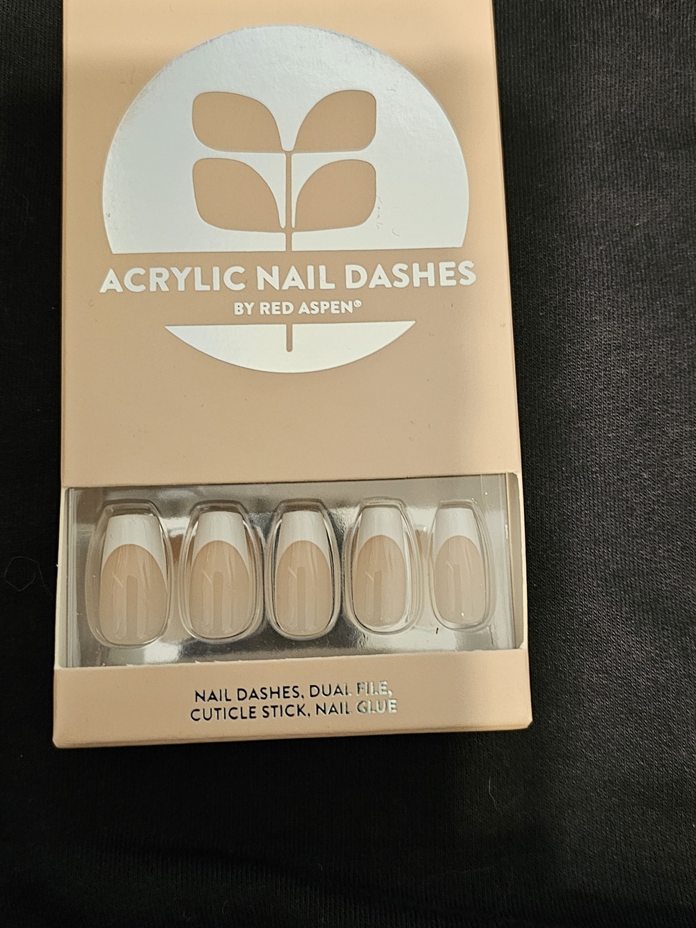 Red Aspen Acrylic Press-On Nail Dashes — Nude French Tips